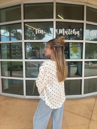 Polka Dot Henley Blouse