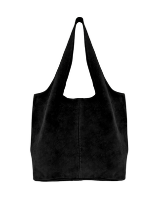 Black Suede Leather Tote Bag