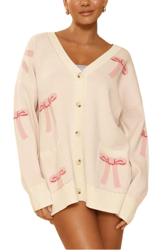 Bree Oversized Bow Sweater Pink