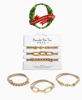Hair Tie/Bracelet Tan Gold B Set of 3