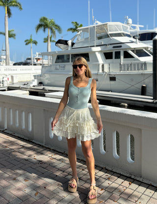 Cream Lace Tiered Skort