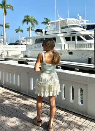 Cream Lace Tiered Skort