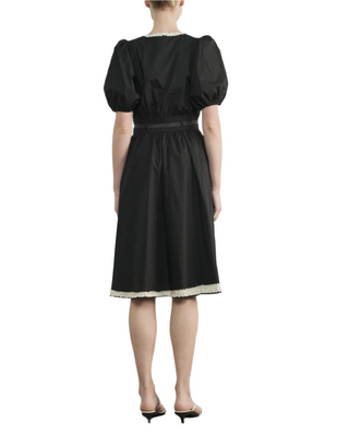 Marlowe Embroidered Trim Black Dress
