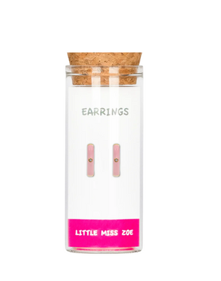 Pink Hoop Earrings in a Bottle