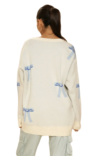 Bree Oversized Bow Sweater Blue