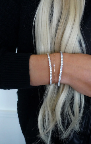 Stretchy Tennis Bracelet Silver