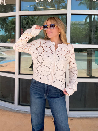 Z Supply Cardigan Cream Button Front Cotton