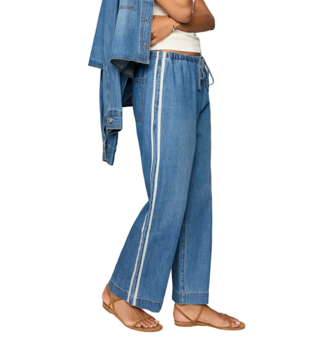 Z Supply The Sidelines Denim Track Pant | Pink & Navy Boutique