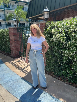 Zelia Washed Denim Tie Front Jeans
