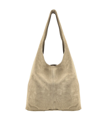 Beige Suede Leather Tote Bag