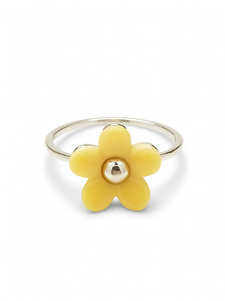 Pura Vida Solstice Enamel Flower Ring  Bright yellow flower ring. 