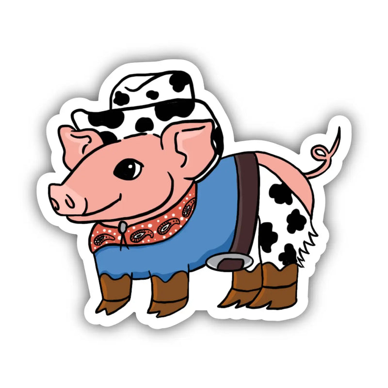 Pig Cowboy Halloween Costume Sticker
