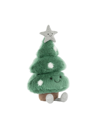 Toy Christmas tree with a star on top, displayed on a website page with product categories.