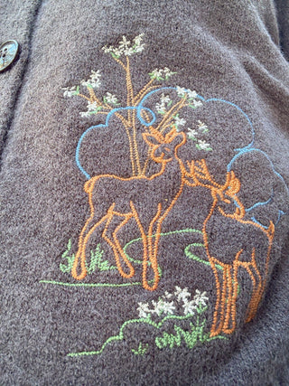 Woodland Embroidery Detail Button Down Knit Cardigan