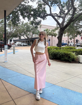 Aniston Pink Champagne Slip Skirt