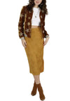Autumn Gold Skirt  Long soft knit gold stretchy skirt.   Material: 100% Polyester