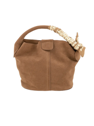 BC Bag Small Faux Suede Bucket- Tan