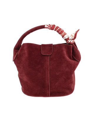 BC Bag Small Faux Suede Bucket Burgundy