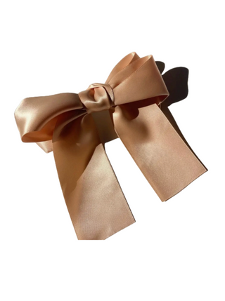 Big Satin Hair Bow Clip in Champagne