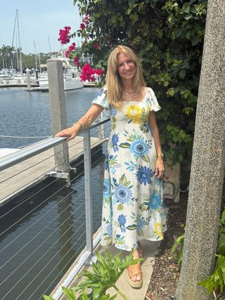 Blooming Blues Midi Dress