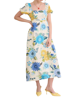 Blooming Blues Midi Dress