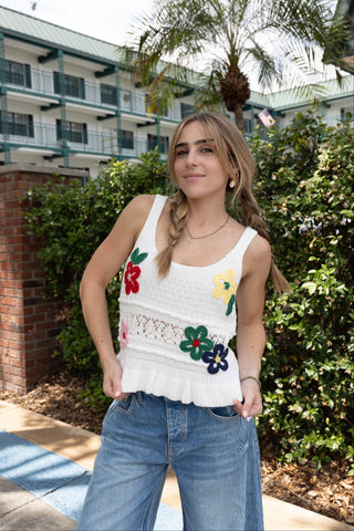 Boho Bloom Ruffle Knit Top
