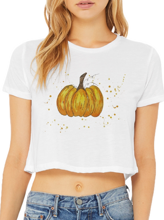 Hand Painted Pumpkin Crop Tee