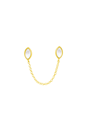 Cassia Chain Stud Earrings Gold