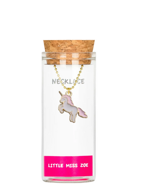 Charming Unicorn Necklace in a Bottle
