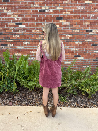 Corduroy Short Dress Cranberry