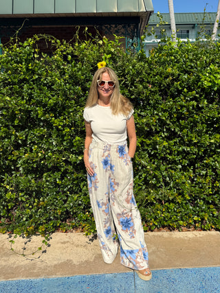 Days End Linen Pant Free People Ivory Combo Floral