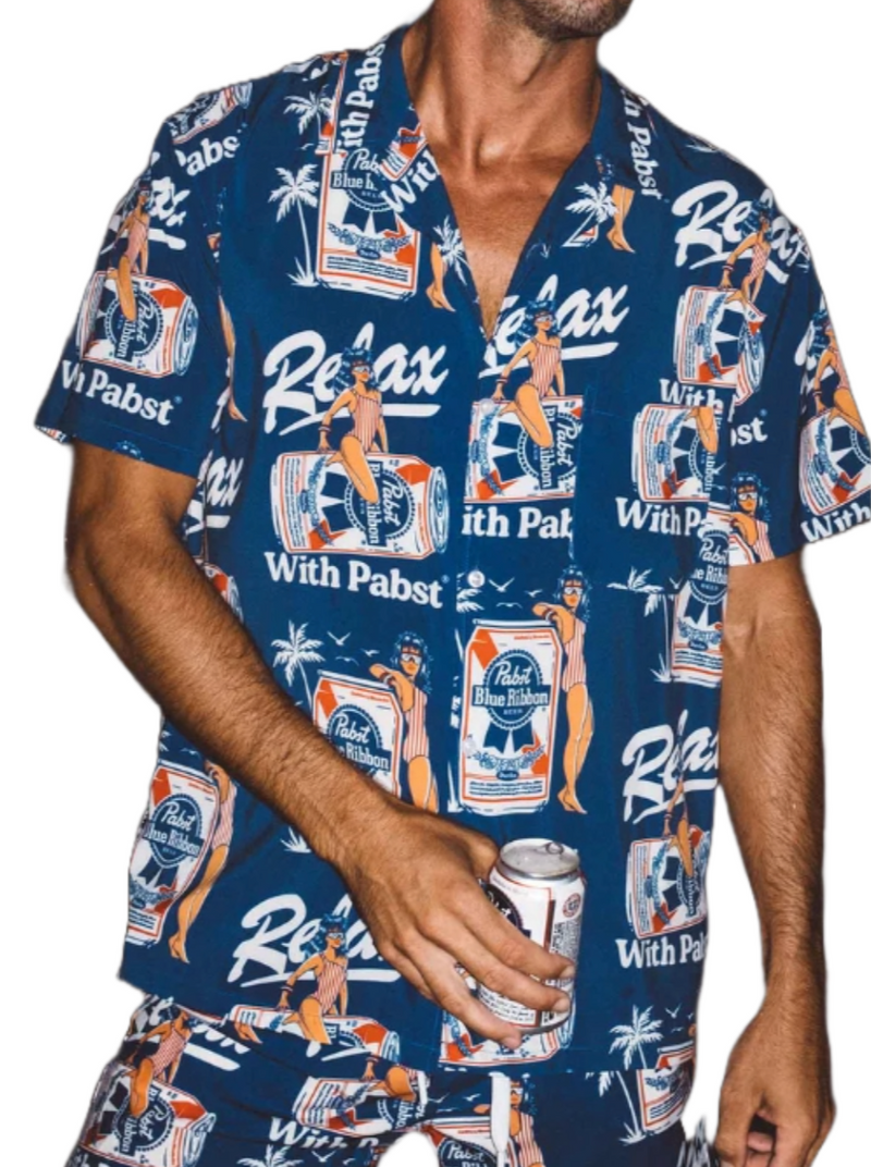 Duvin PBR Button Up Shirt - Lightweight Stretch  Limited Collaboration Release : Duvin x Pabst Blue Ribbon Beer  The lightest cabana shirt in the world. Feeling is believing with this new signature Duvin fabric. Can machine wash and dry as normal without a worry. 4-way stretch and anti-wrinkle qualities will have it quickly becoming your new go-to shirt.  Super Lightweight Stretch Fabric. Optimal for all day wear with max comfort.