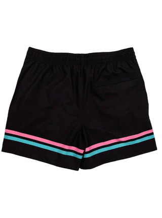 Duvin South Beach Swim Short - Black  World's best swim trunks.  "One of the best suits I've ever owned. Stretch, style, design & leisure." - Sean M.  Duvin was founded by lifelong friends on a quest to create the world's best swim short. Created out of quick-dry/stretch fabric to give you the flexibility for an all day wear. back