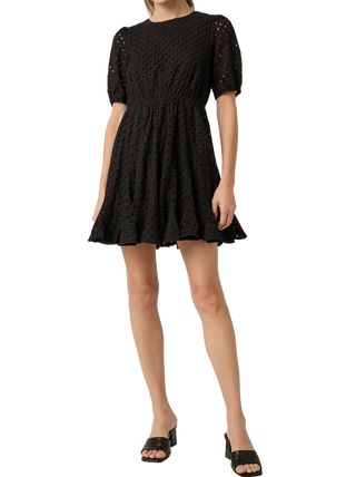 Eyelet in Black Mini Dress