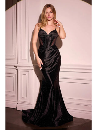 Fitted Stretch Satin hot stones Black