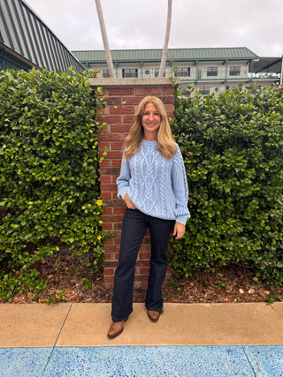 Frankie Cable Sweater Free People Blue