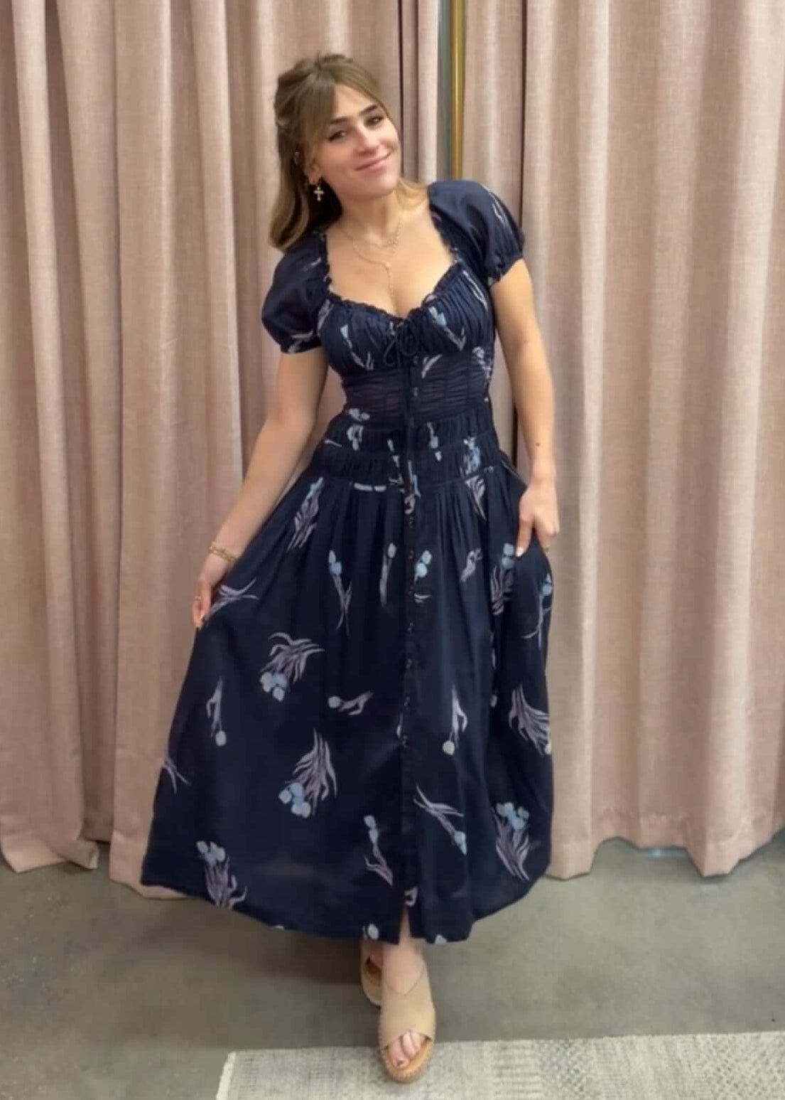 Free People COMPLETE ME MIDI Pink & Navy Boutique Free People COMPLETE ME MIDI Pink & Navy Boutique