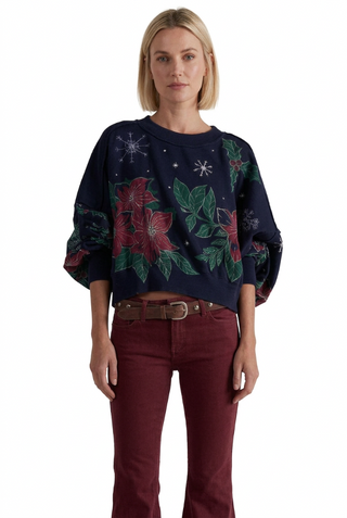 Free People Gaia Dark Night Sweatshirt