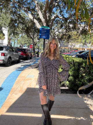Front Tie Short Dress Black White Flowy 