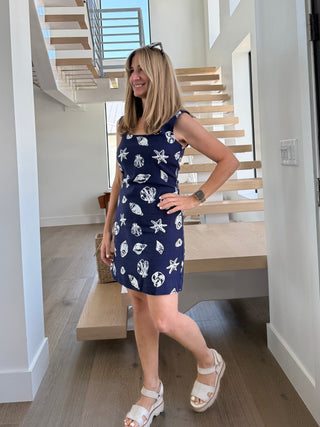 Nautical Sleeveless Linen Mini Dress
