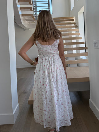 Floral Stripe Sleeveless Midi Dress