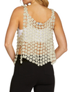 Gazing at Stars Crochet Lace Top  A dazzling and versatile piece, adorned with intricate lace patterns and a touch of shimmering lurex. Its standout feature is the delicate pearl detailing, elevating the top to an elegant and timeless fashion statement. Perfect for adding a touch of sophistication to any outfit.  Material:  100%Polyester back