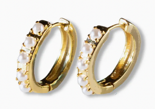 Gilded Gold Pearl Hoops Earrings