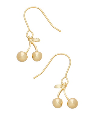 Gold Cherries Dangle Earrings