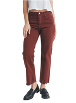 High Rise Vintage Straight Jeans in Burgundy