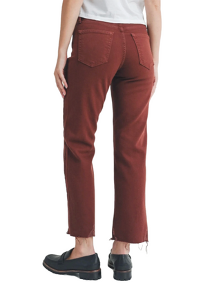 High Rise Vintage Straight Jeans in Burgundy