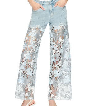 High Rise Sparkle Lace Jeans Lesley Blue