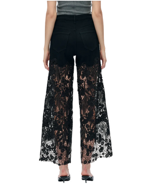 High Rise Sparkle Lace Jeans in Black