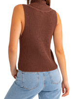 Hot Coco Sleeveless Turtleneck Sweater  Ribbed turtleneck sweater vest  Material:  100% Cotton back