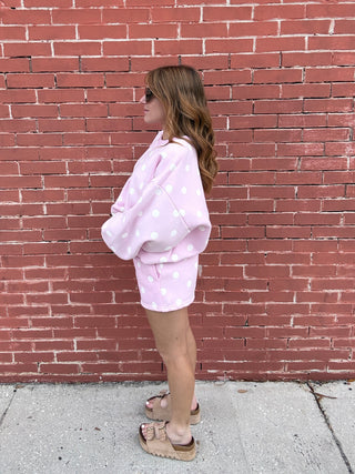 Pink Polka Dot Sweat Shorts